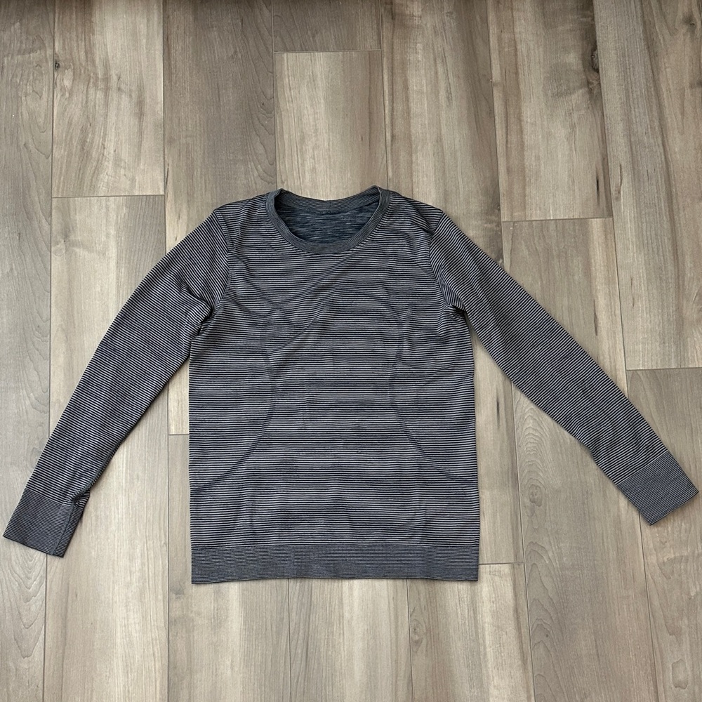 Lululemon Gray Striped Long-Sleeve Shirt